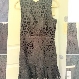 Ann Taylor Black Leopard-Print Midi Dress
